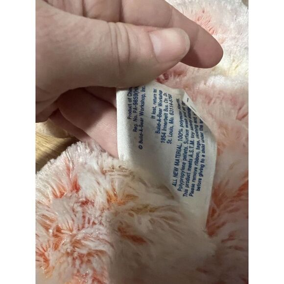 Build a Bear Workshop Pink Peach Orange Sherbert Swirl Bear Tie Dye Retired - Picture 6 of 6